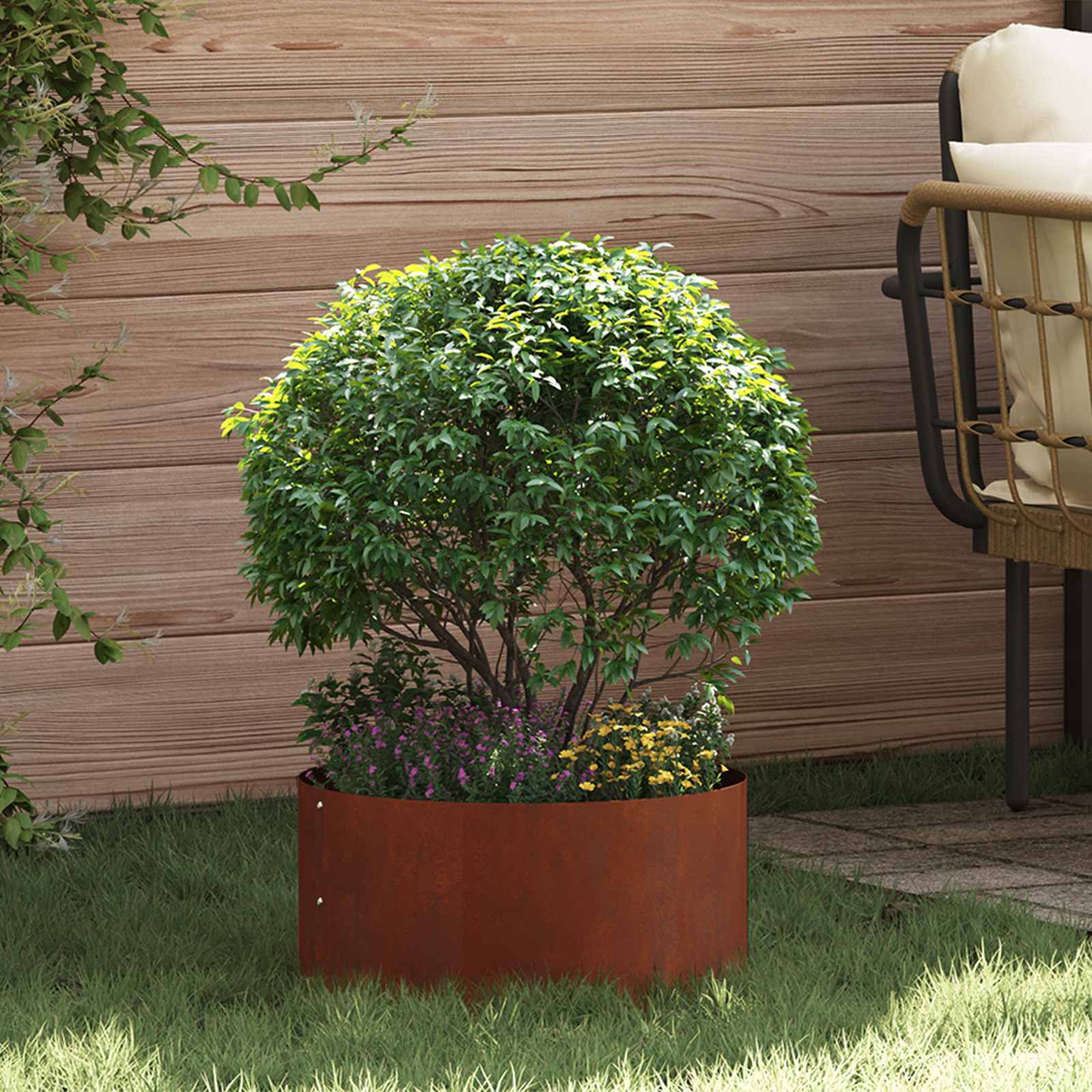 vidaXL Pierścień doniczki 5 pcs Brązowy 40 x 40 x 20 cm