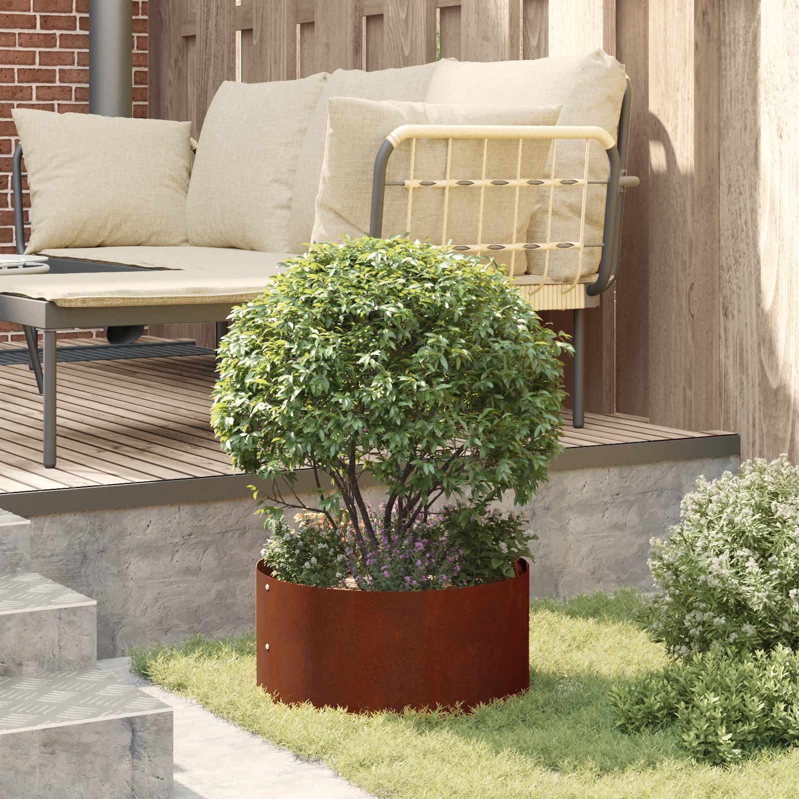 vidaXL Pierścień doniczki 5 pcs Brązowy 40 x 40 x 20 cm