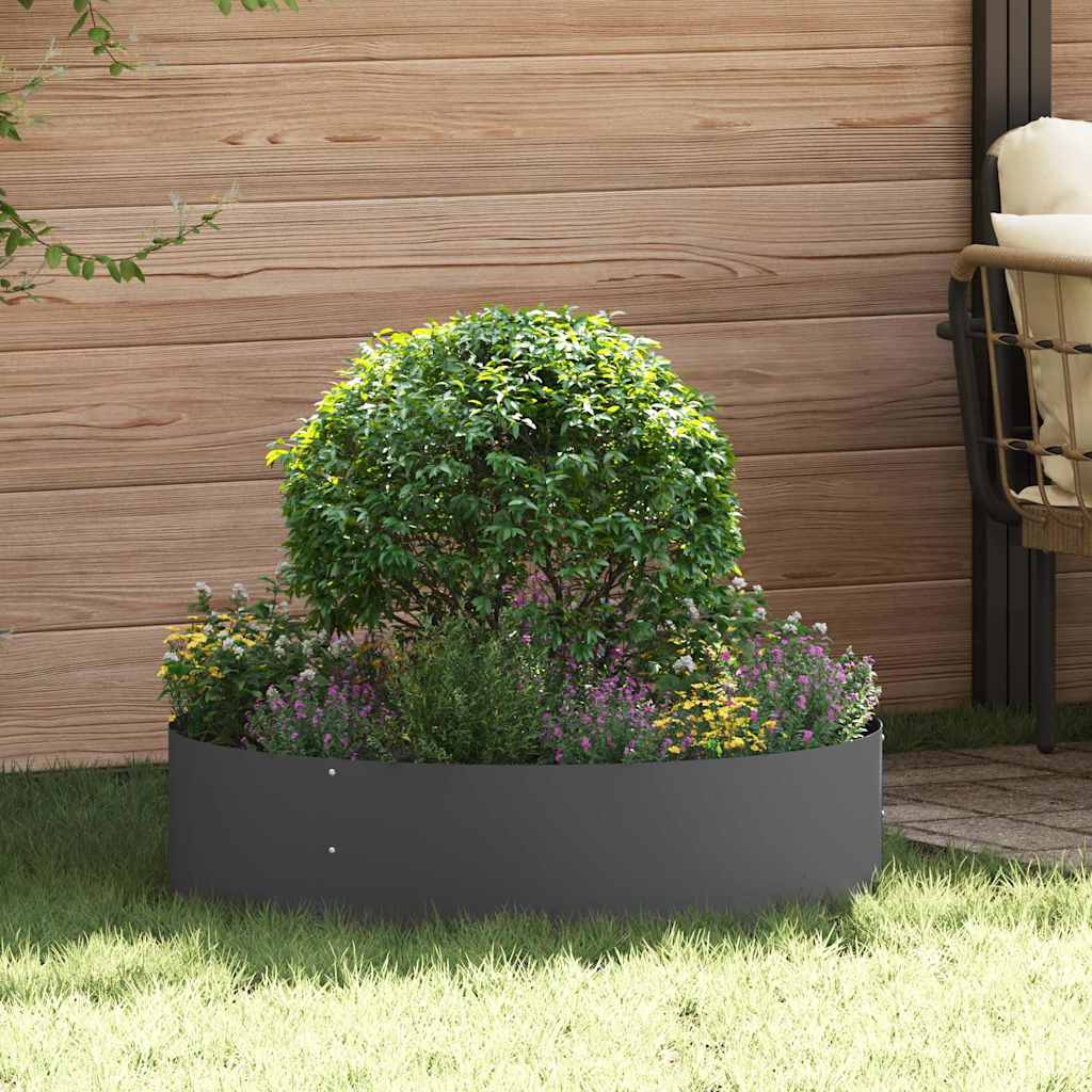 vidaXL Pierścień doniczki Czarny 80 x 80 x 20 cm Stal zimnogięta