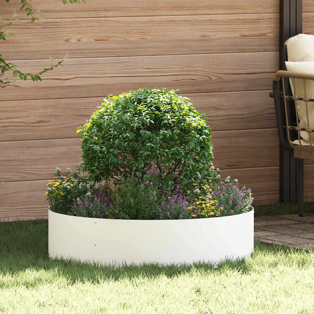 vidaXL Pierścień doniczki Biały 80 x 80 x 20 cm Stal zimnogięta