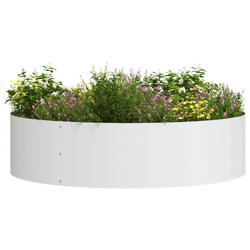 vidaXL Pierścień doniczki Biały 80 x 80 x 20 cm Stal zimnogięta
