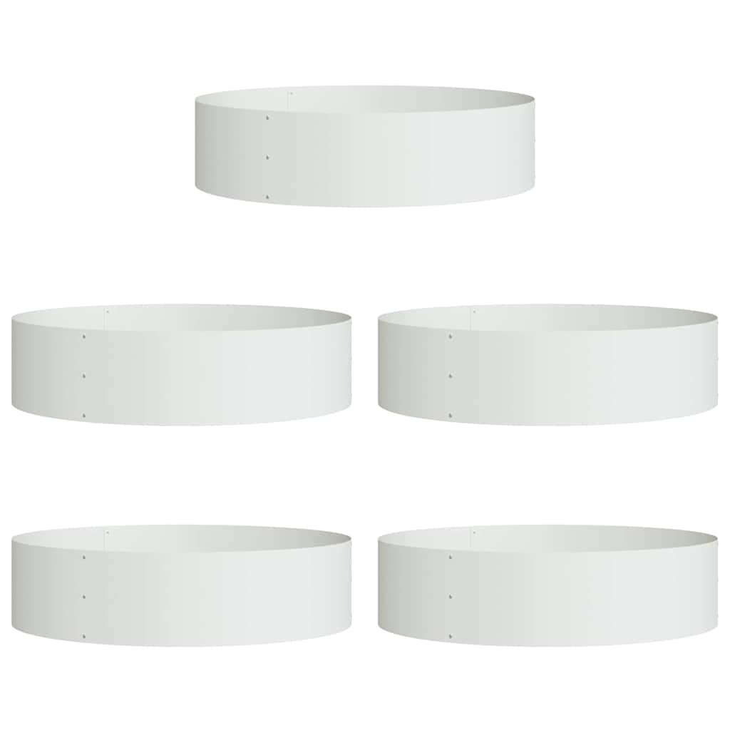vidaXL Pierścień doniczki 5 pcs Biały 80 x 80 x 20 cm Stal zimnogięta