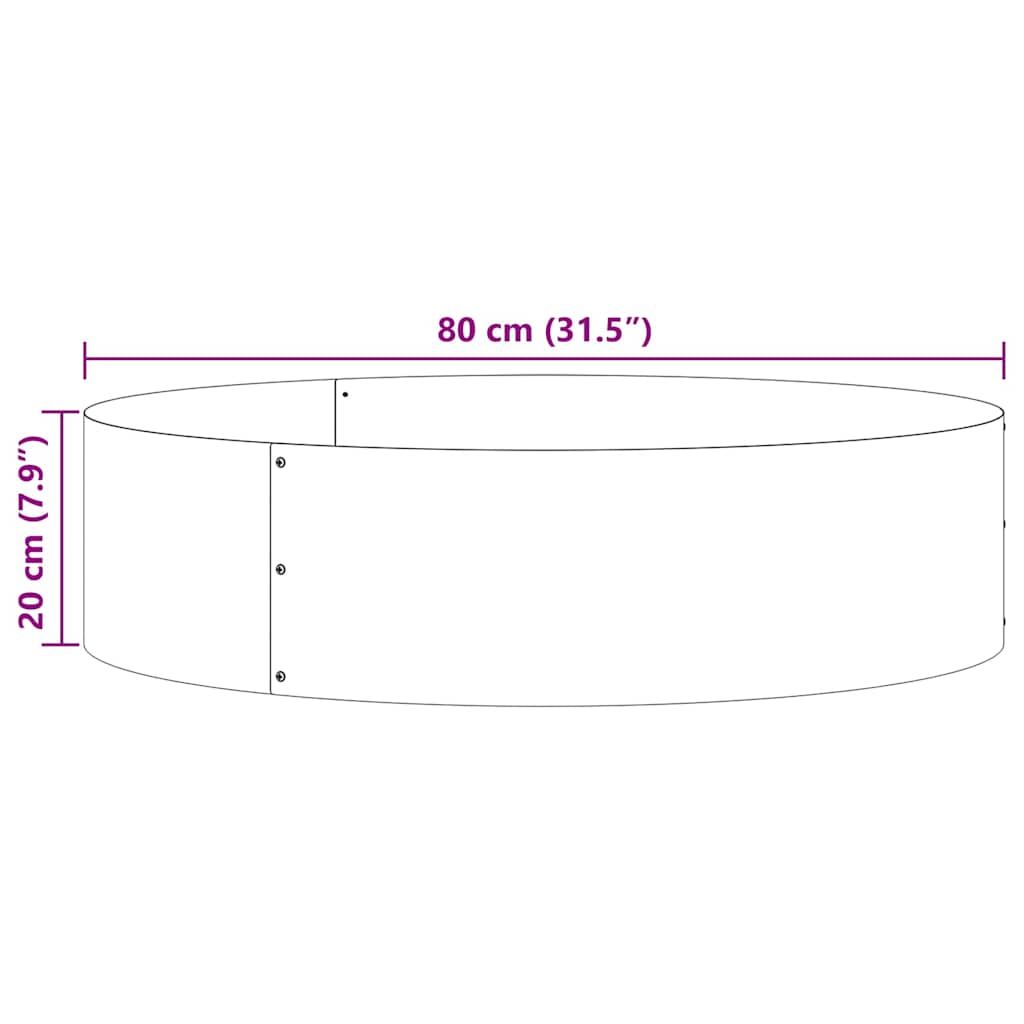 vidaXL Pierścień doniczki Srebrny 80 x 80 x 20 cm Stal nierdzewna