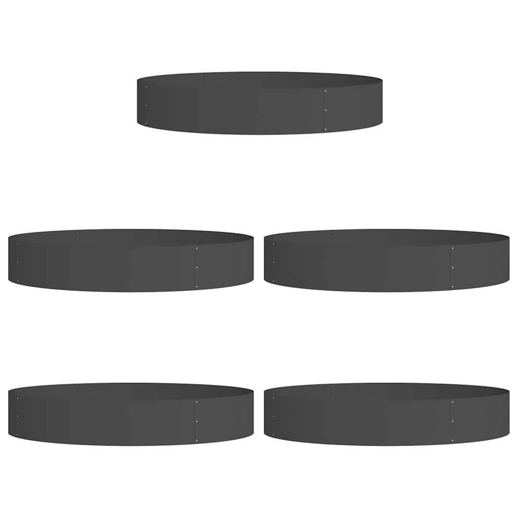 vidaXL Pierścień doniczki 5 pcs Czarny 120 x 120 x 20 cm