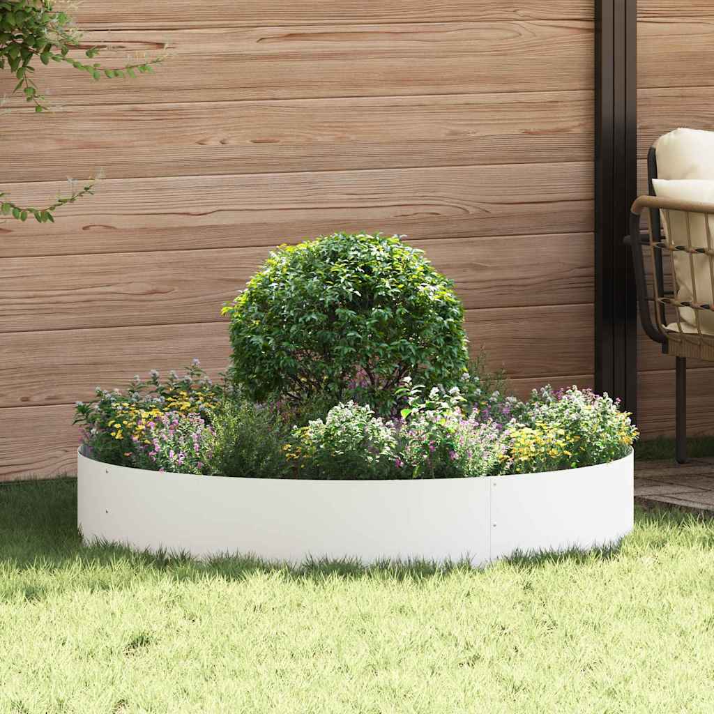vidaXL Pierścień doniczki Biały 120 x 120 x 20 cm Stal zimnogięta