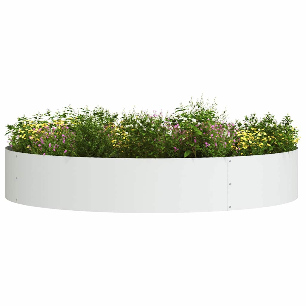 vidaXL Pierścień doniczki Biały 120 x 120 x 20 cm Stal zimnogięta
