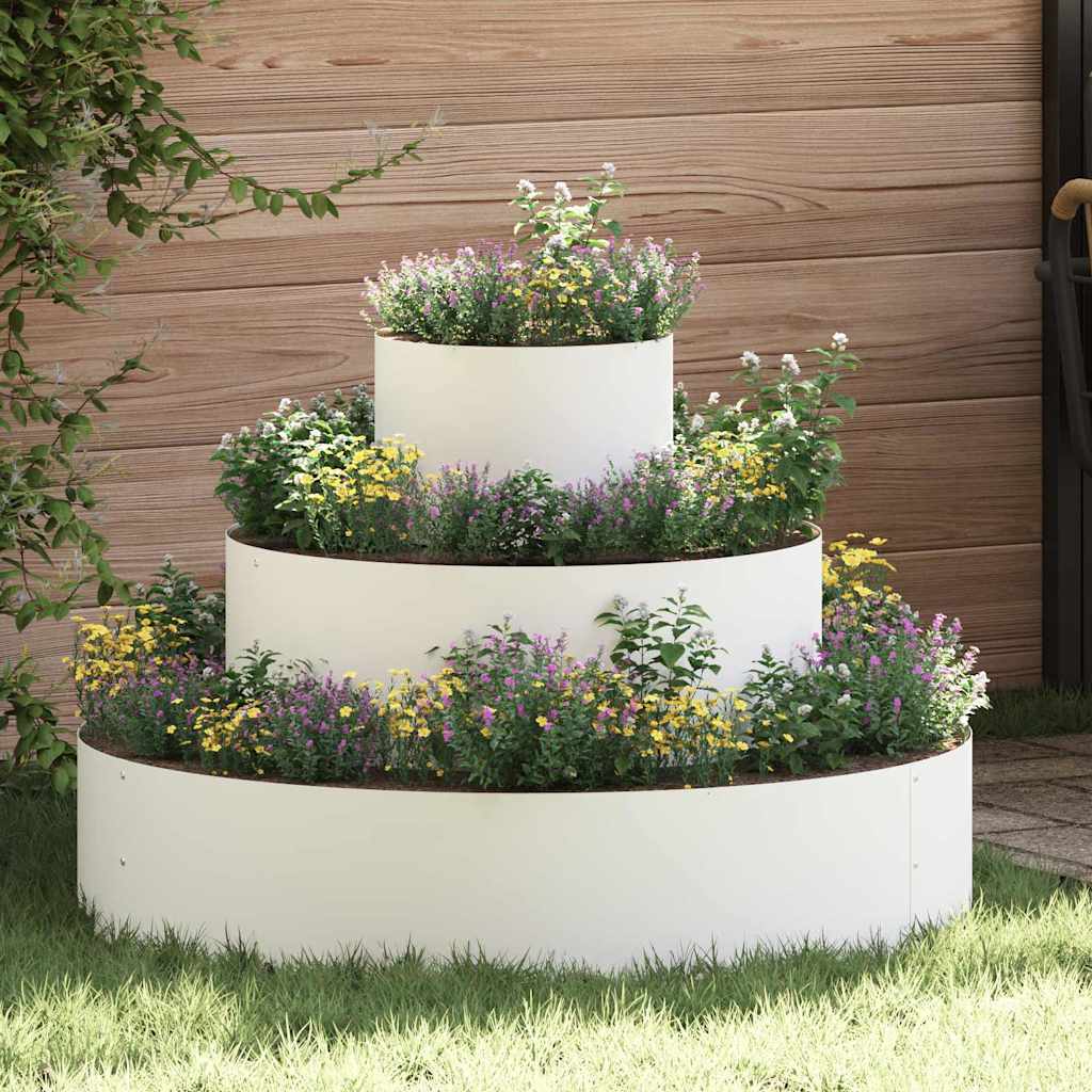 vidaXL Doniczka ogrodowa Biały 90 x 90 x 20 cm Stal zimnogięta