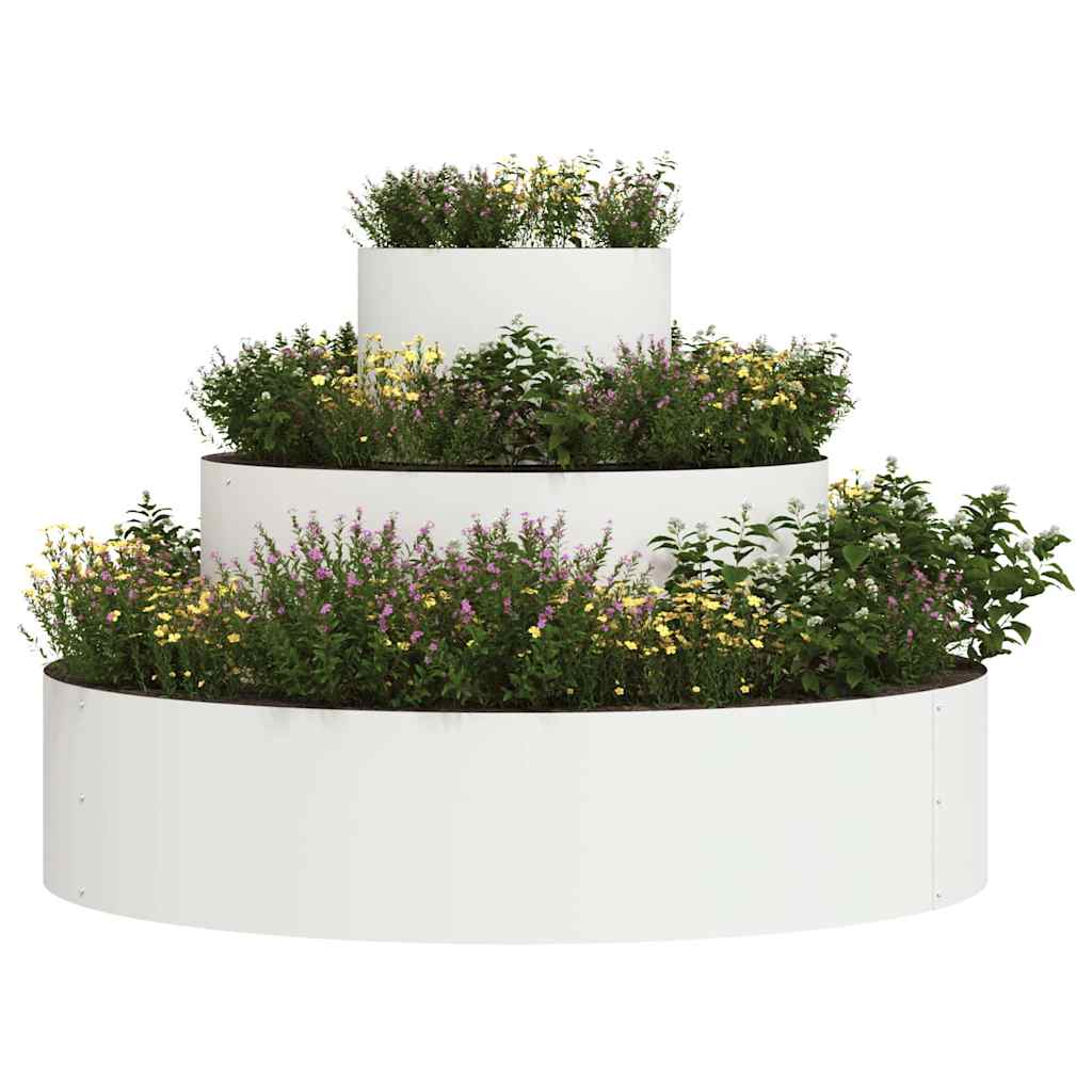 vidaXL Doniczka ogrodowa Biały 90 x 90 x 20 cm Stal zimnogięta