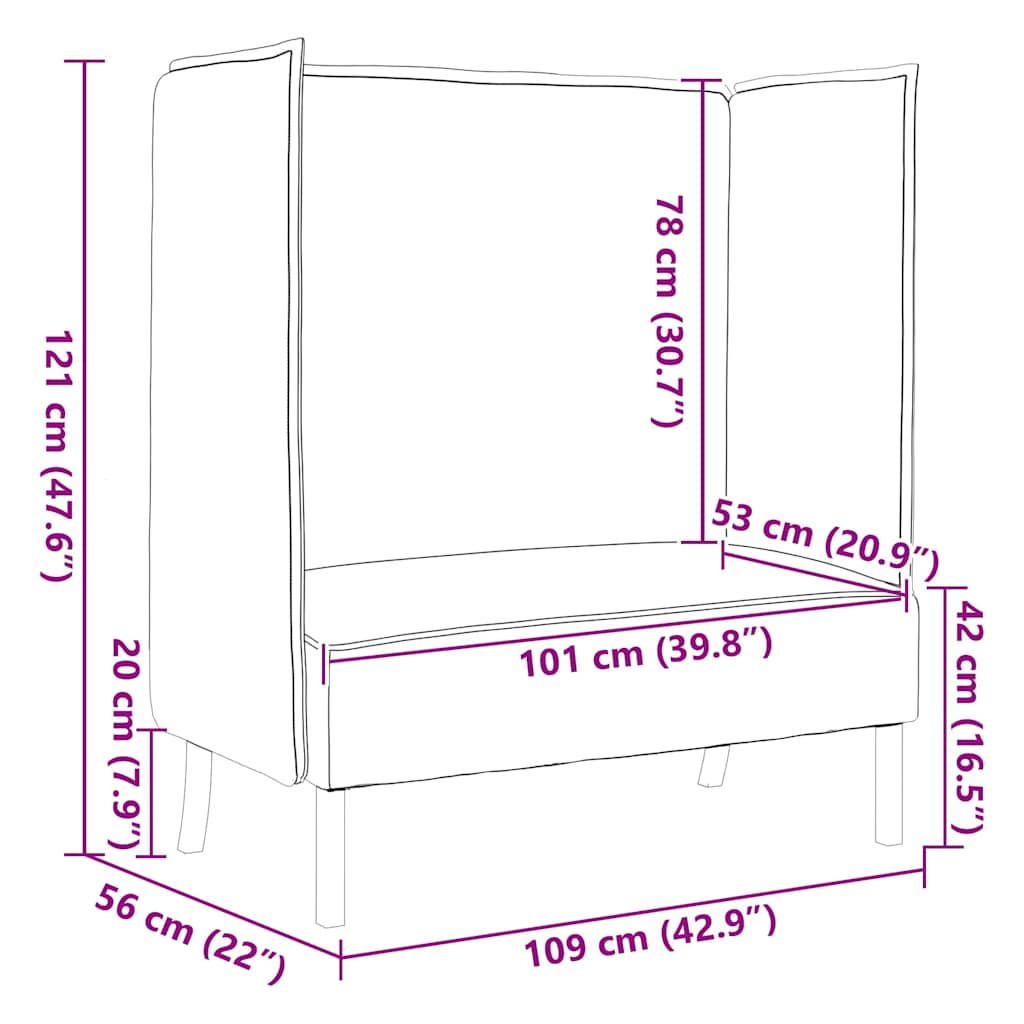 vidaXL Sofa z wysokim oparciem 101cm ciemnobrązowy tkanina