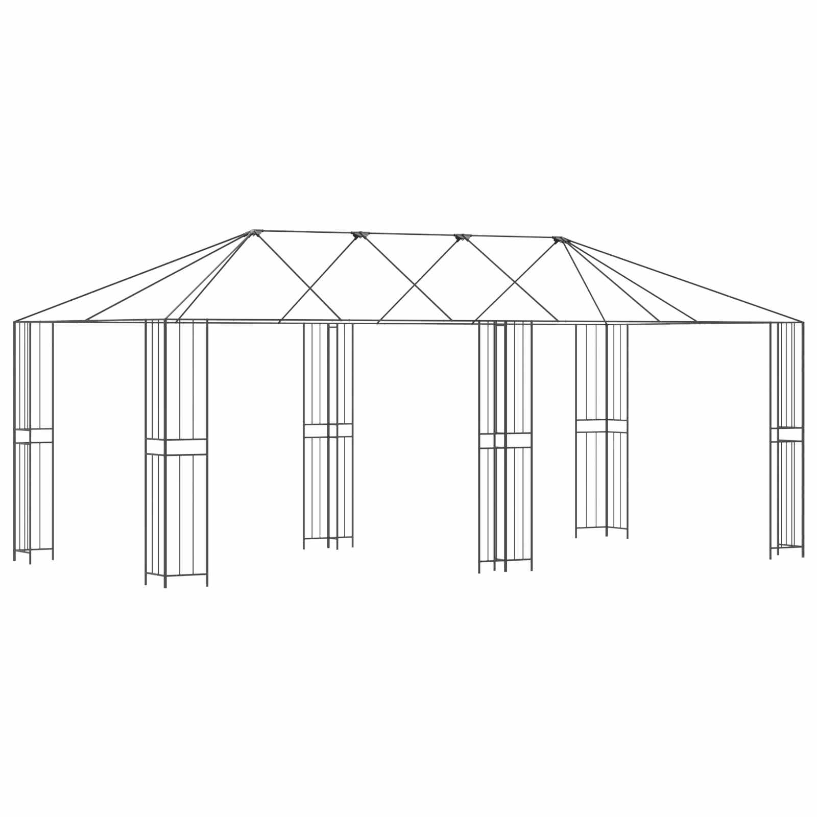 vidaXL Rama Pawilonu 6 x 3 m Czarny Stal