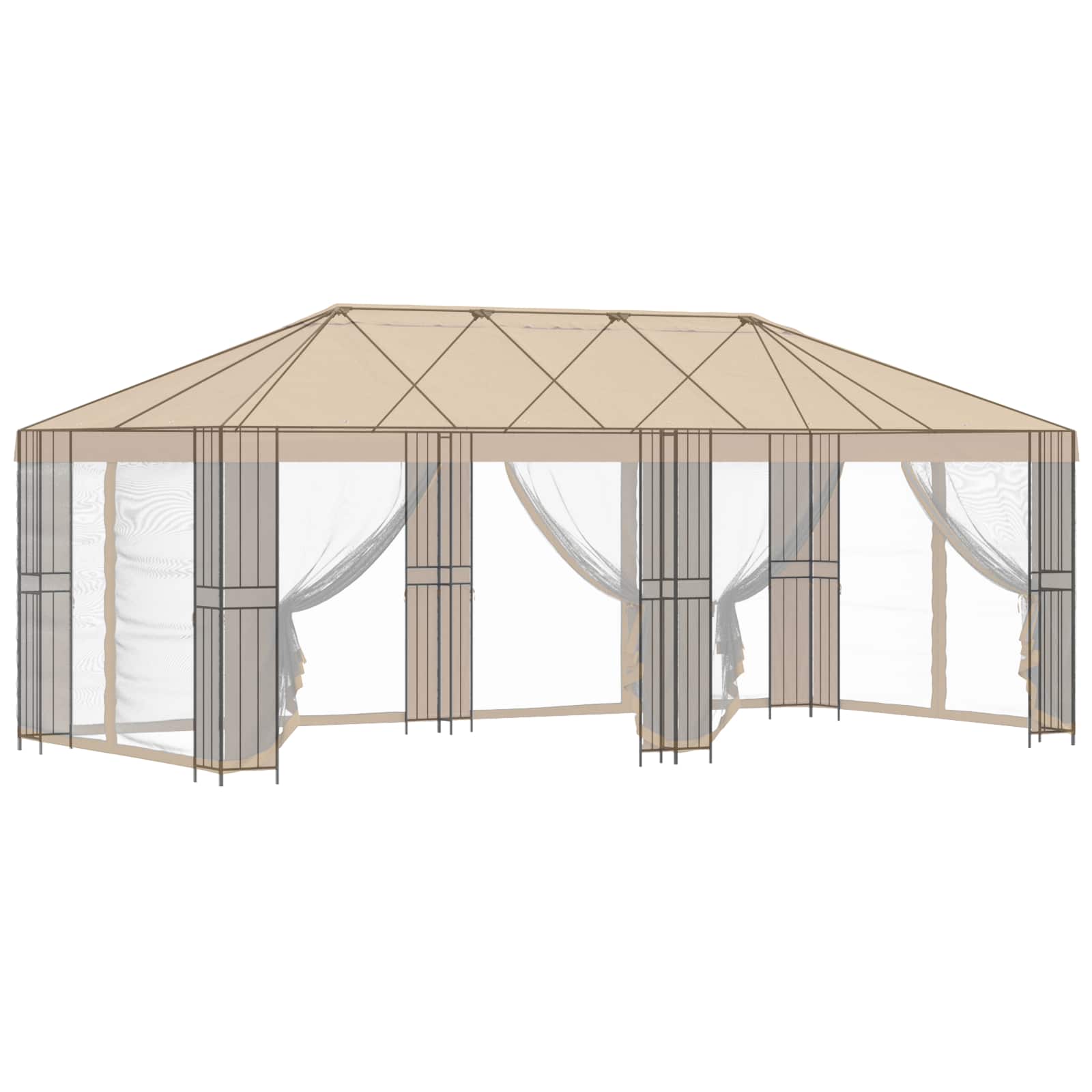 vidaXL Rama Pawilonu 6 x 3 m Czarny Stal
