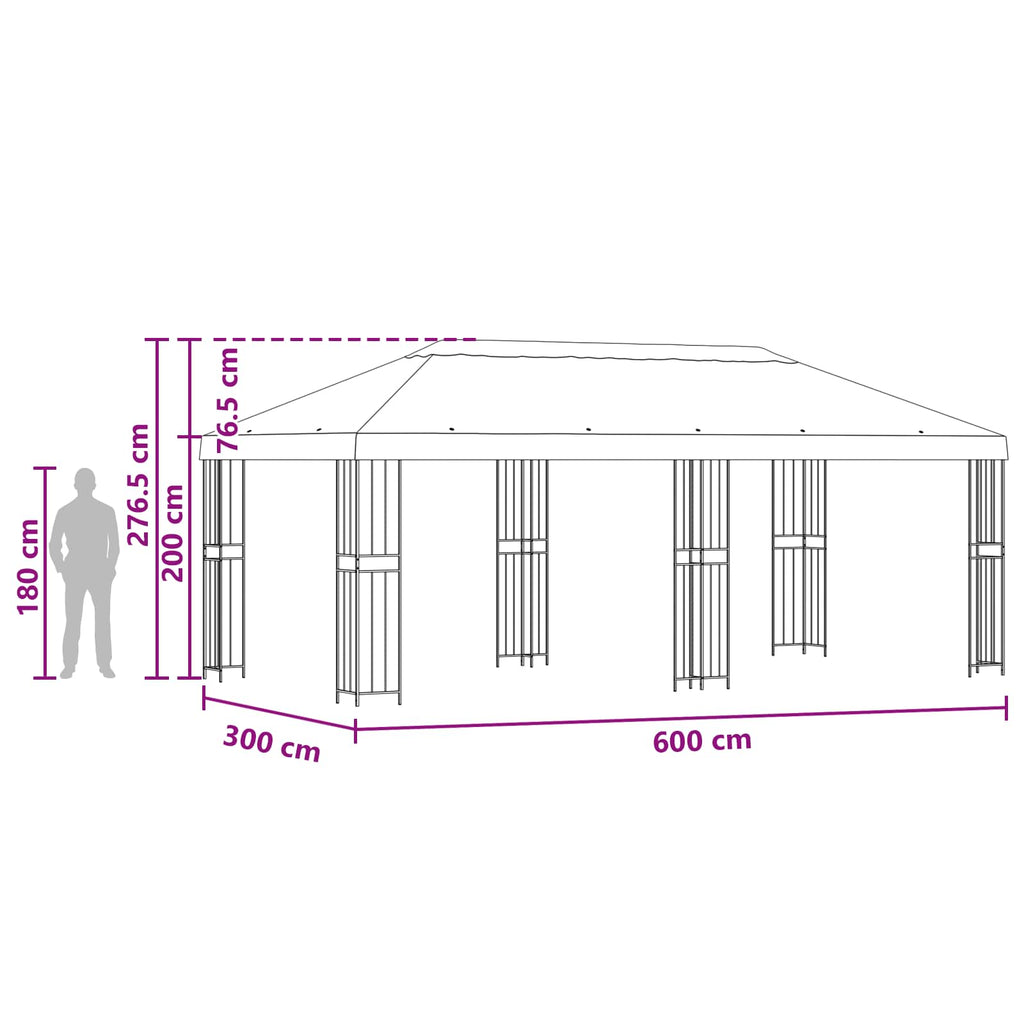 vidaXL Altana z bokami 6 x 3 m terakota Poliester i Stal 190