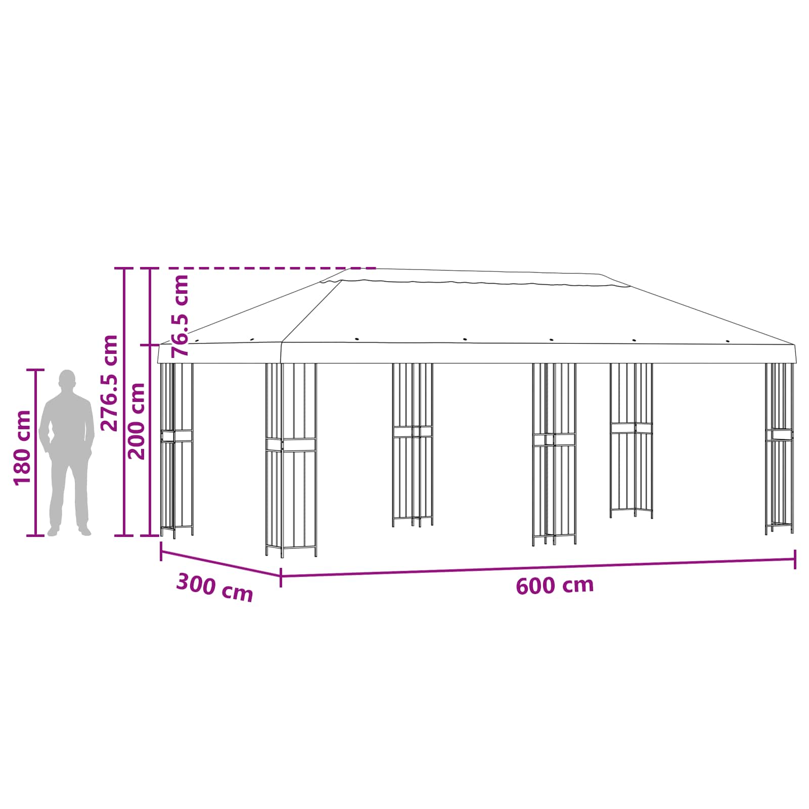 vidaXL Altana z bokami 6 x 3 m zielony Poliester i Stal 190