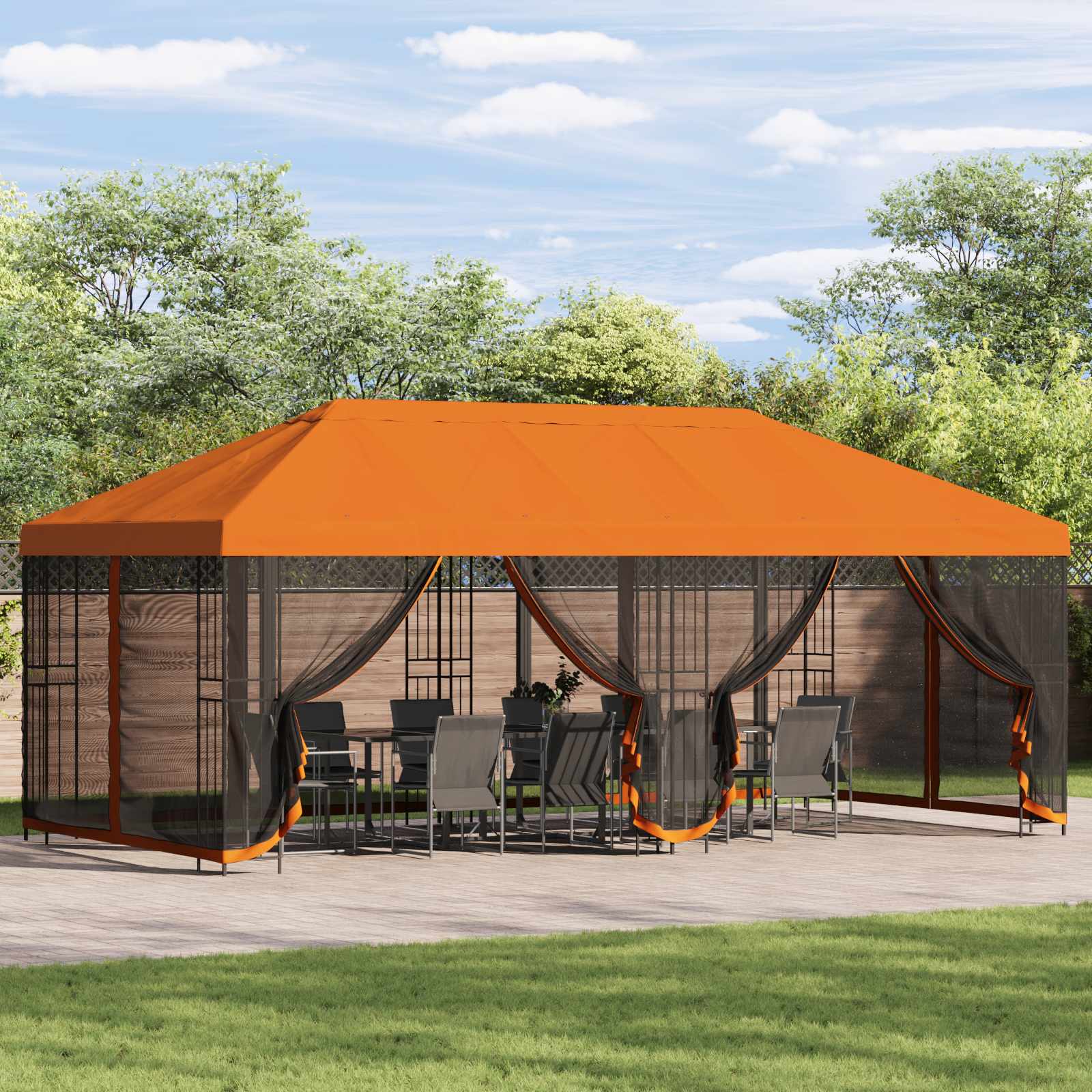 vidaXL Altana z bokami 6 x 3 m pomarańczowy Poliester i Stal 190