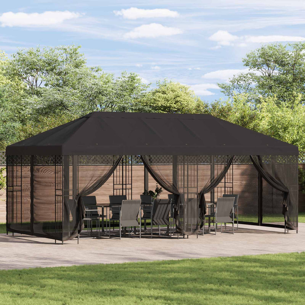 vidaXL Altana z bokami 6 x 3 m antracytowy Poliester i Stal 190