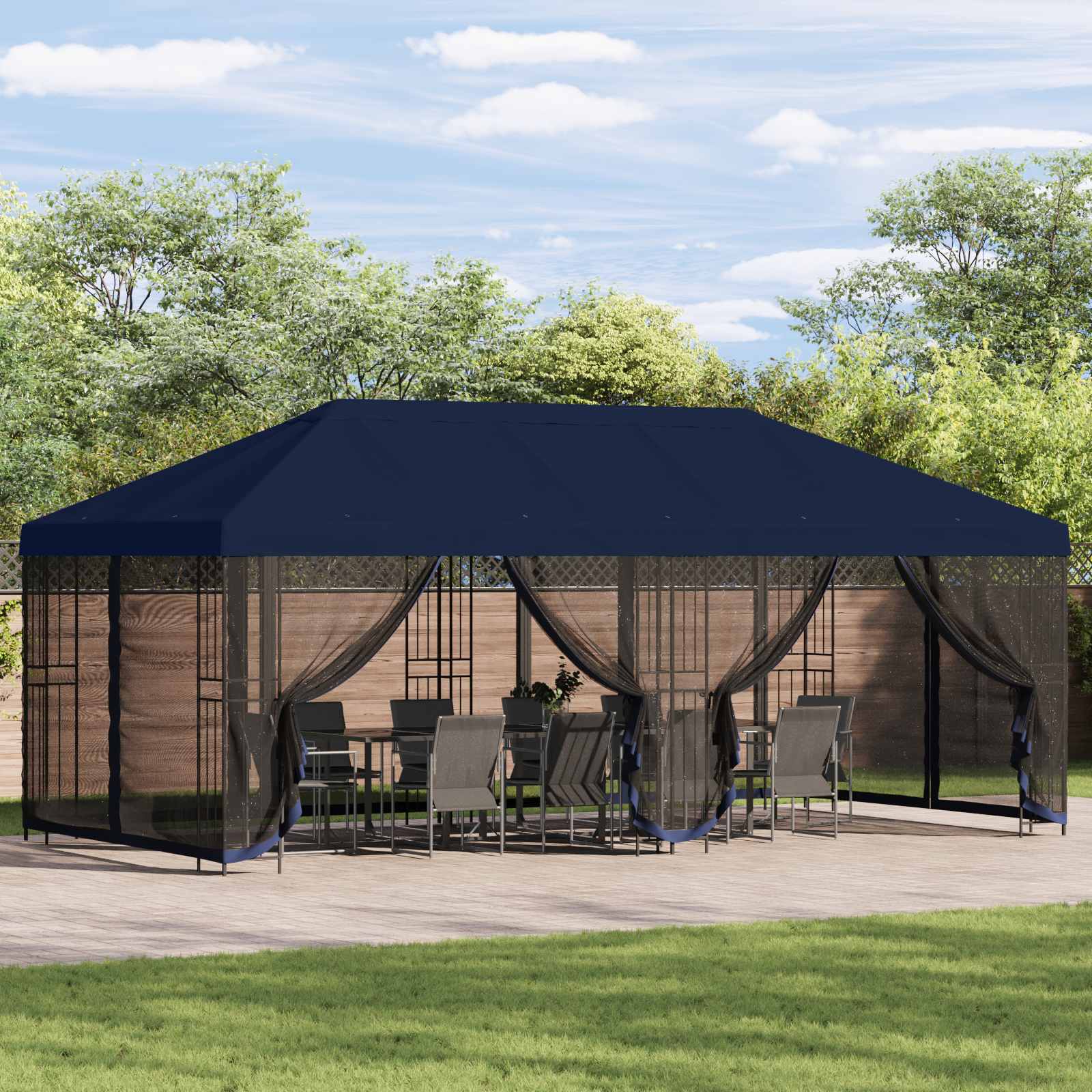 vidaXL Altana z bokami 6 x 3 m niebieski Poliester i Stal 190