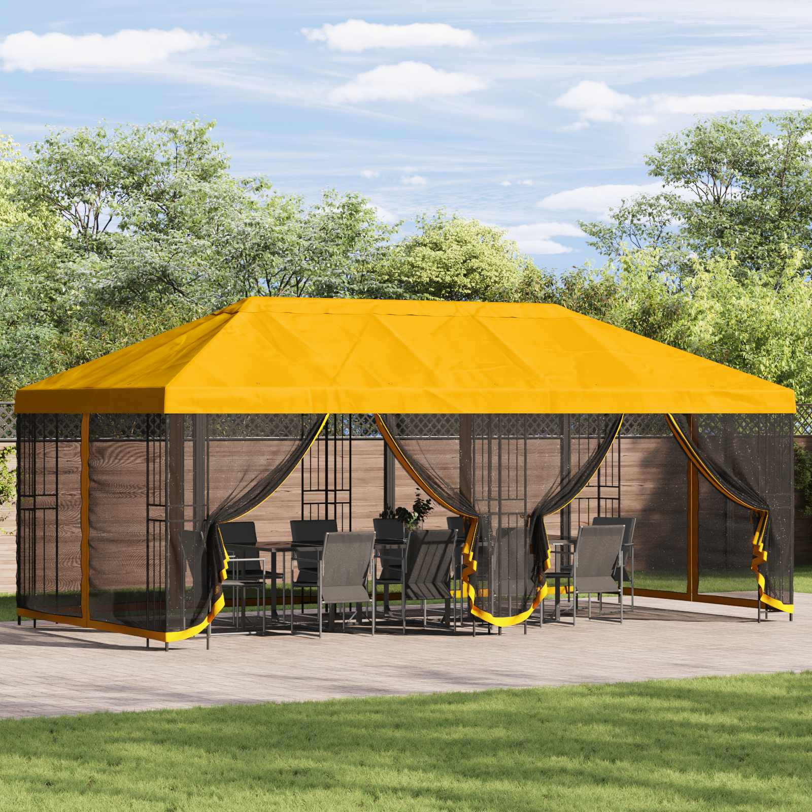 vidaXL Altana z bokami 6 x 3 m żółty Poliester i Stal 190