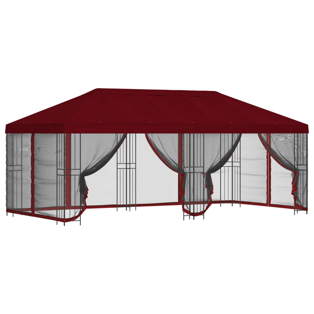 vidaXL Altana z bokami 6 x 3 m bordowy Poliester i Stal 190