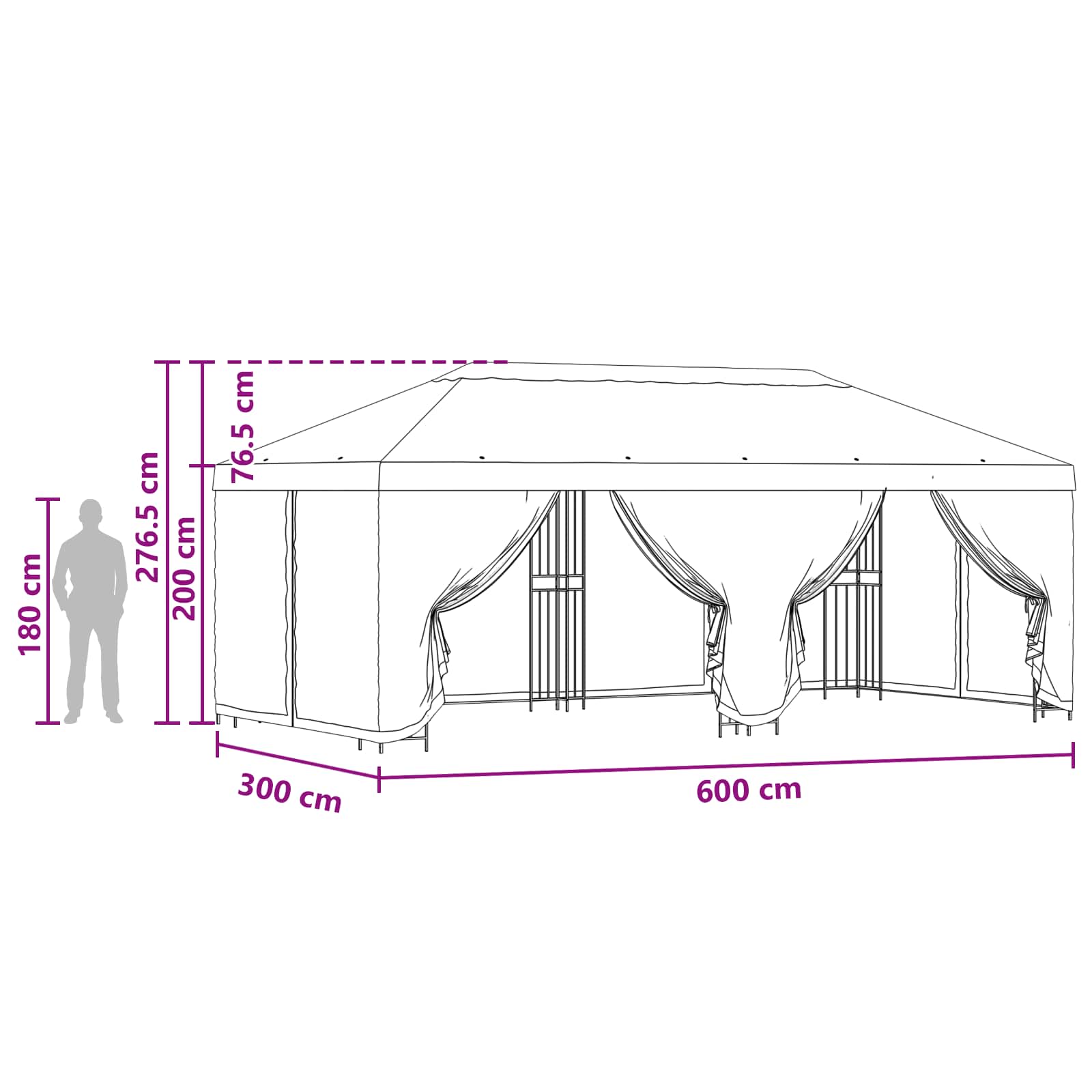 vidaXL Altana z bokami 6 x 3 m brązowy Poliester i Stal 190