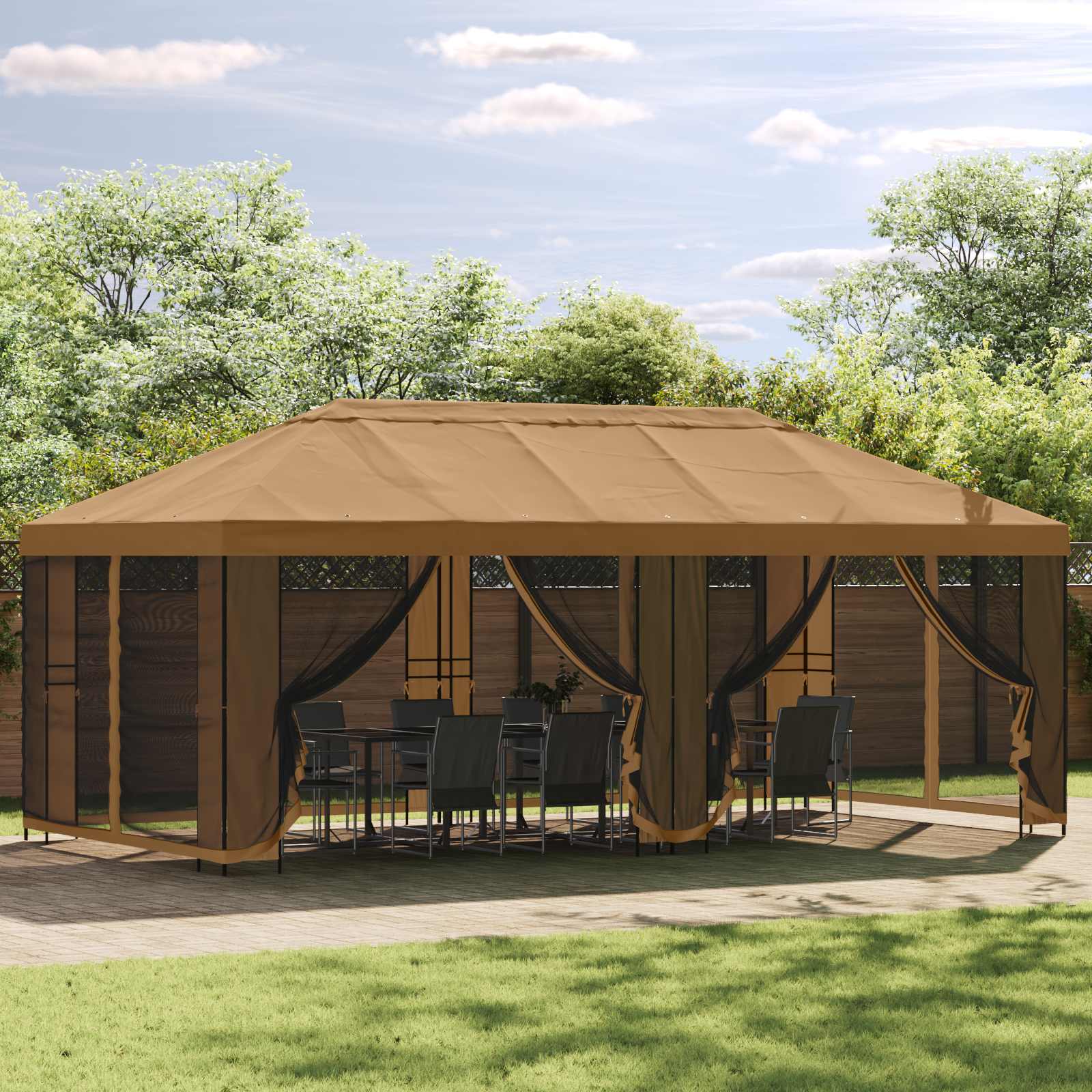 vidaXL Rama Pawilonu 6 x 3 m Czarny Stal