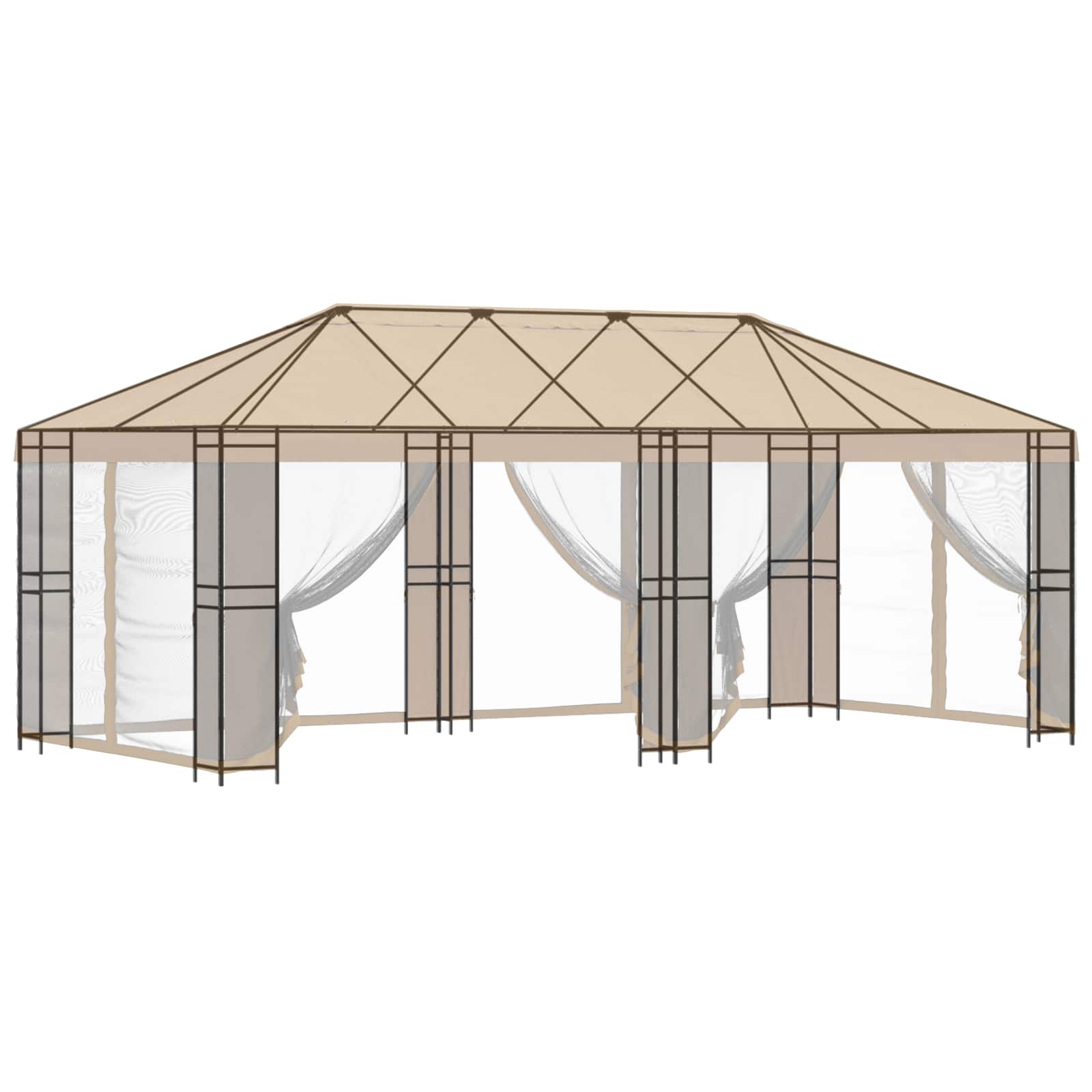 vidaXL Rama Pawilonu 6 x 3 m Czarny Stal