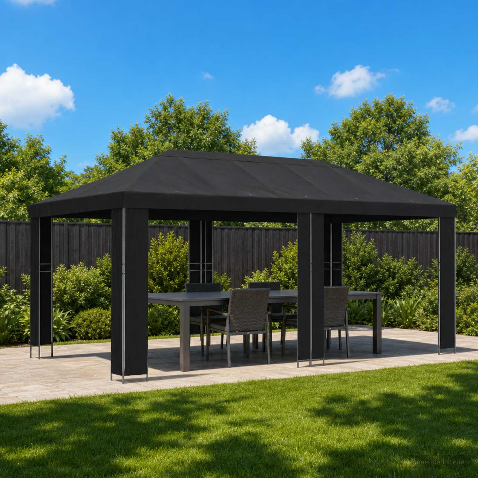 vidaXL Altana ogrodowa 6 x 3 m Czarny Poliester i Stal 190