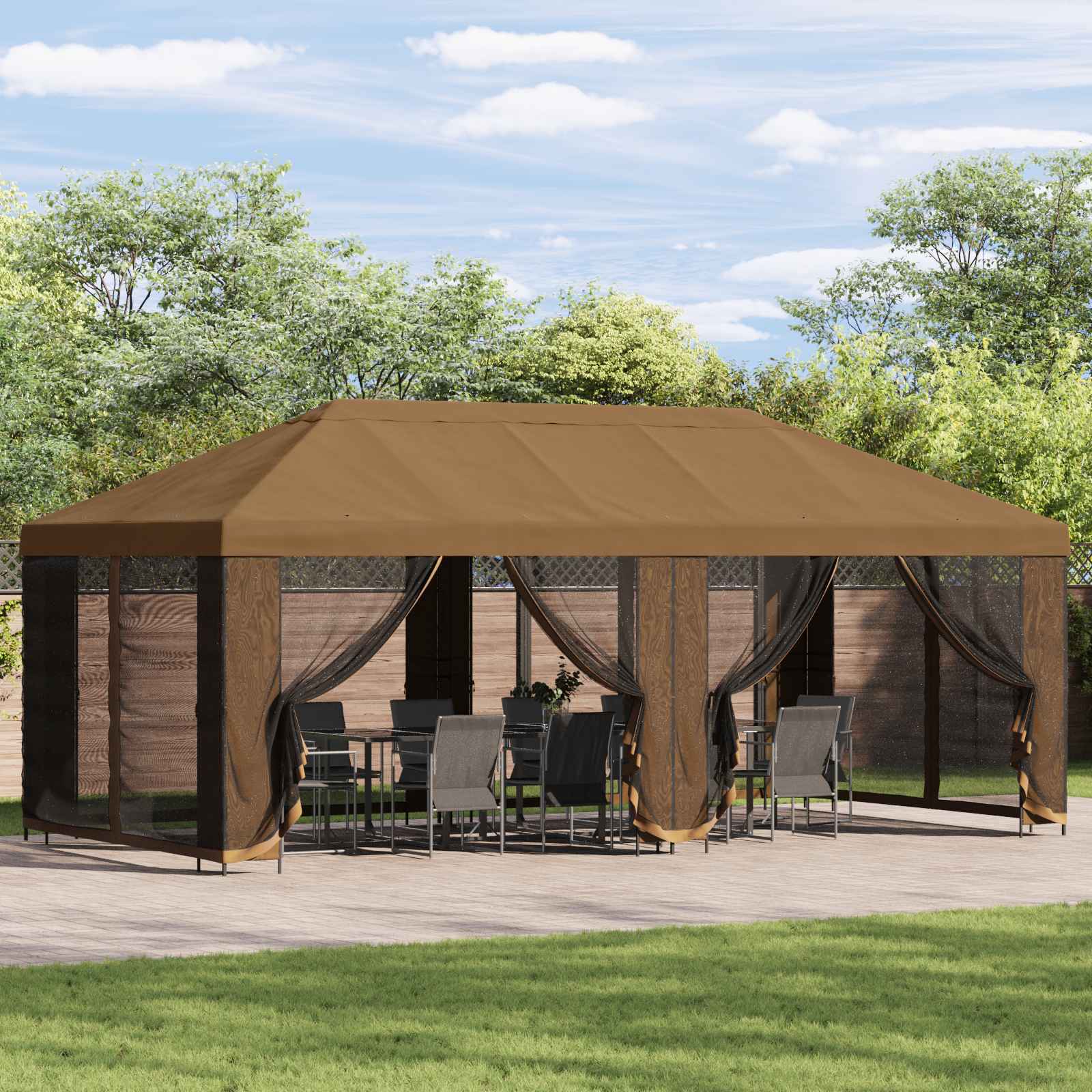 vidaXL Altana z bokami 6 x 3 m Beżowy Poliester i Stal 190