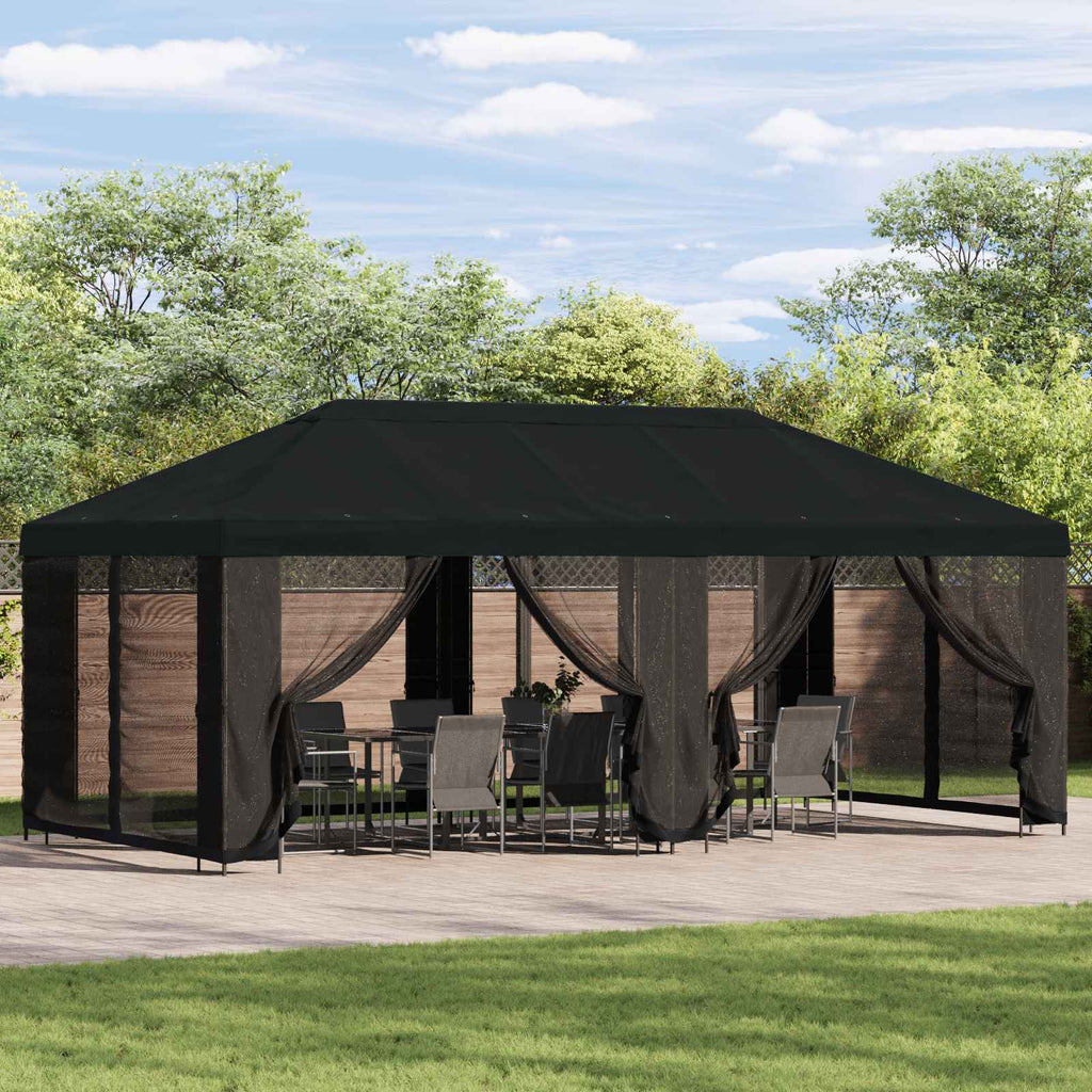 vidaXL Altana z bokami 6 x 3 m Czarny Poliester i Stal 190