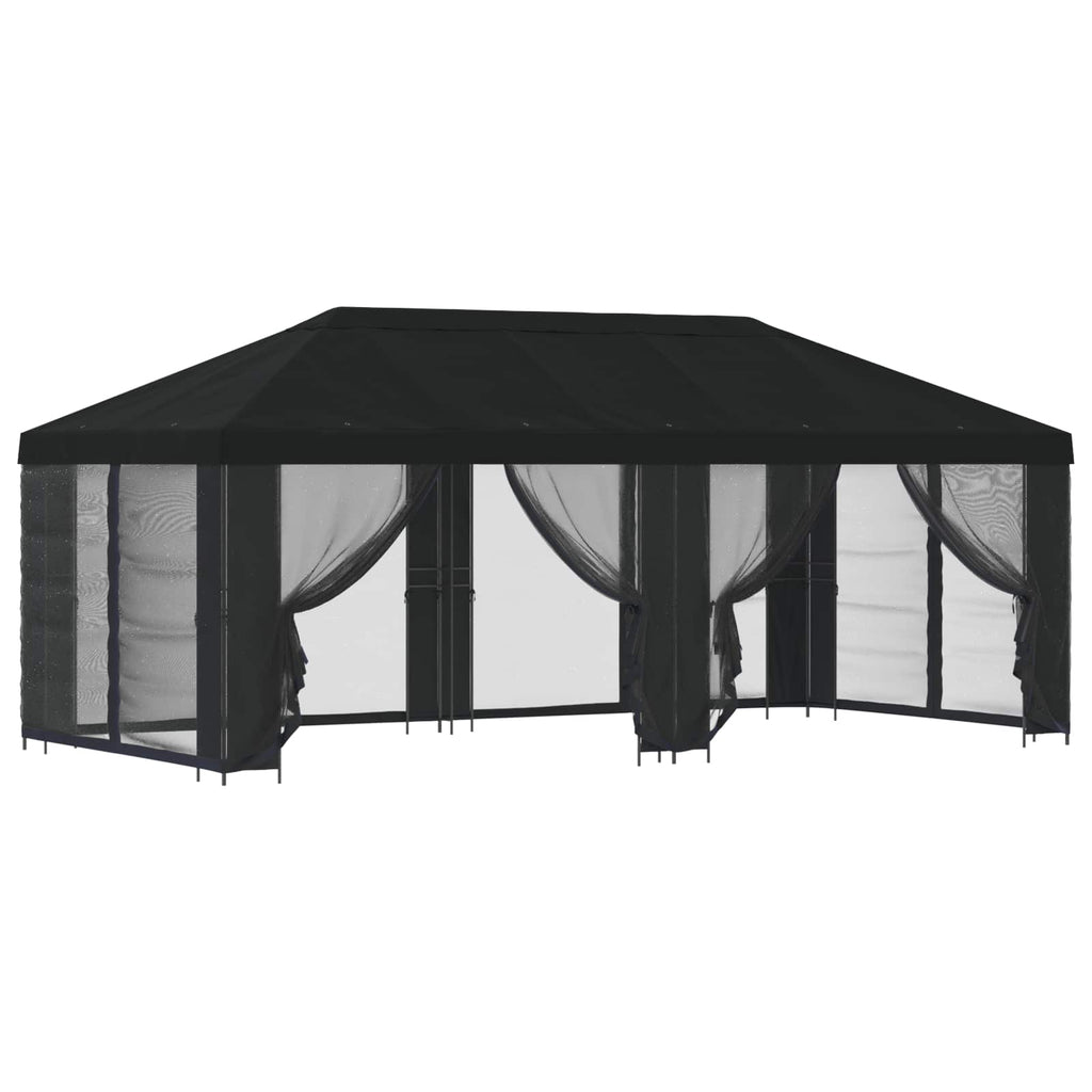 vidaXL Altana z bokami 6 x 3 m Czarny Poliester i Stal 190