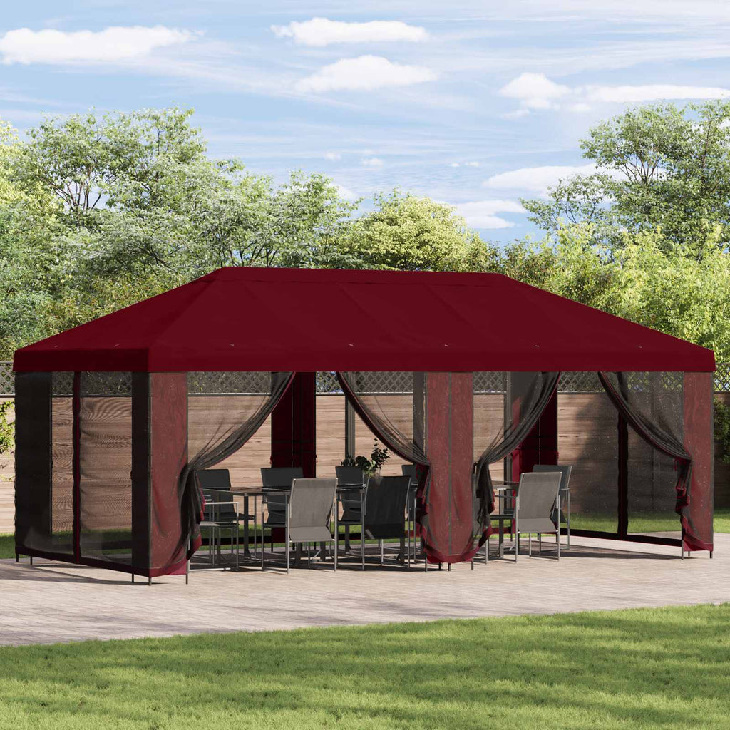 vidaXL Altana z bokami 6 x 3 m bordowy Poliester i Stal 190