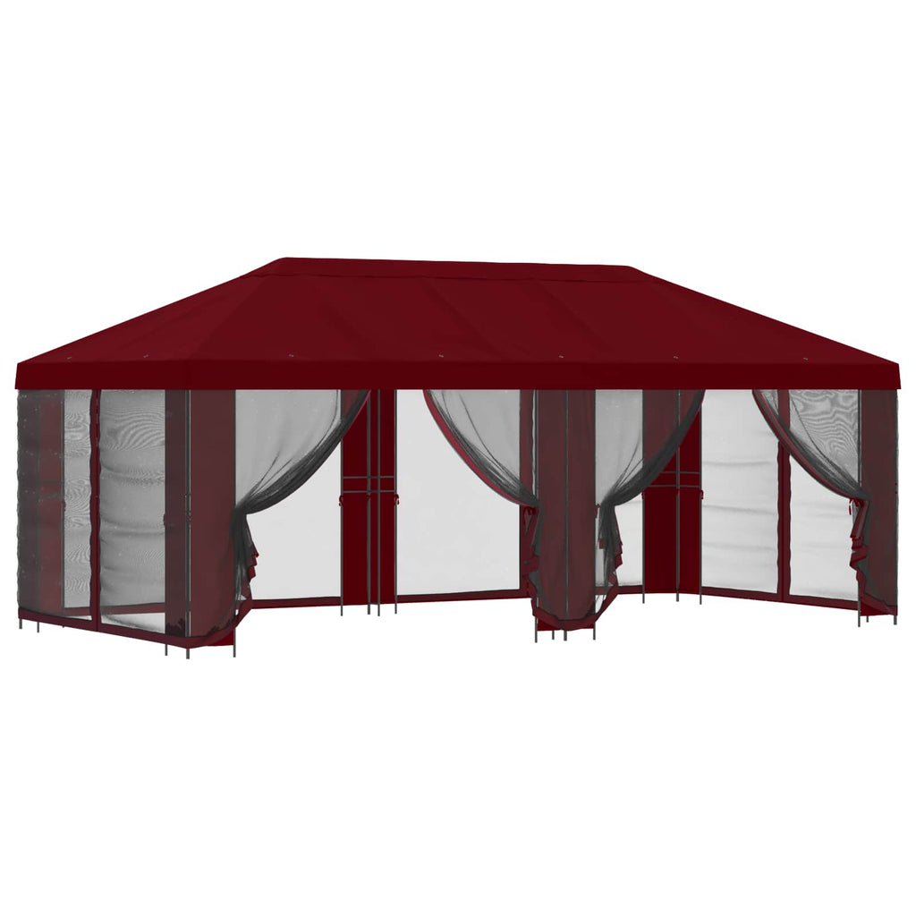 vidaXL Altana z bokami 6 x 3 m bordowy Poliester i Stal 190