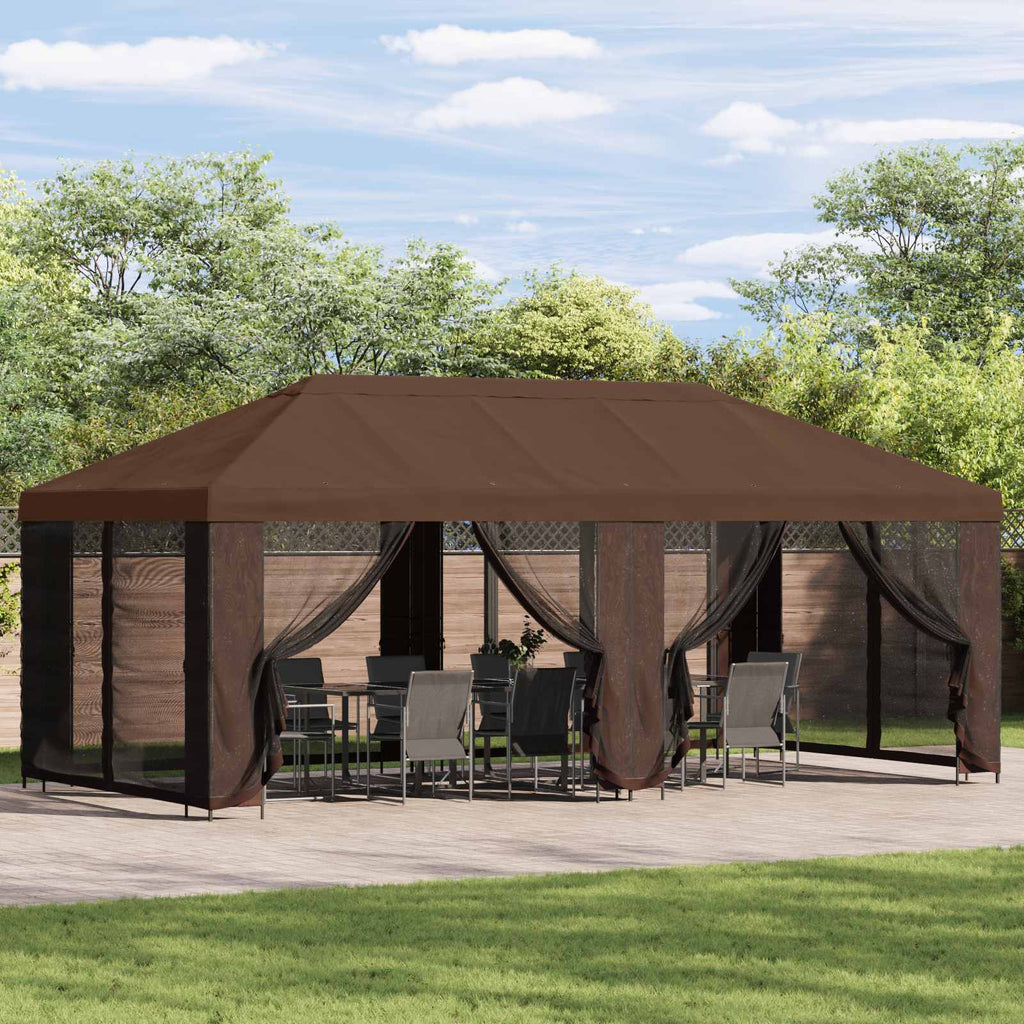 vidaXL Altana z bokami 6 x 3 m brązowy Poliester i Stal 190