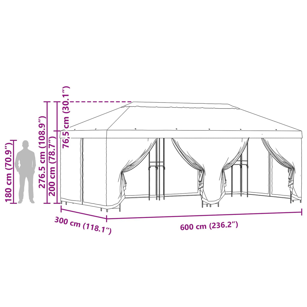 vidaXL Altana z bokami 6 x 3 m brązowy Poliester i Stal 190