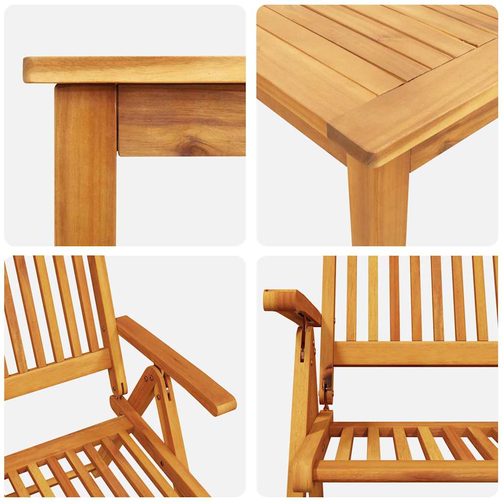 vidaXL Zestaw do jadalni w ogrodzie 7 pcs Brązowy Lite Drewno Akacji