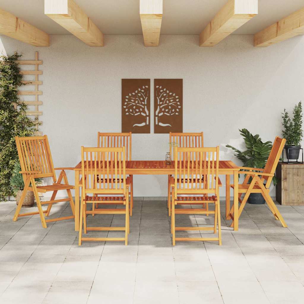 vidaXL Zestaw do jadalni w ogrodzie 7 pcs Brązowy Lite Drewno Akacji