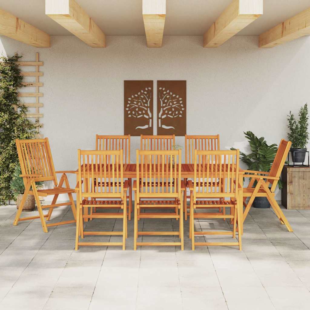 vidaXL Zestaw do jadalni w ogrodzie 9 pcs Brązowy Lite Drewno Akacji