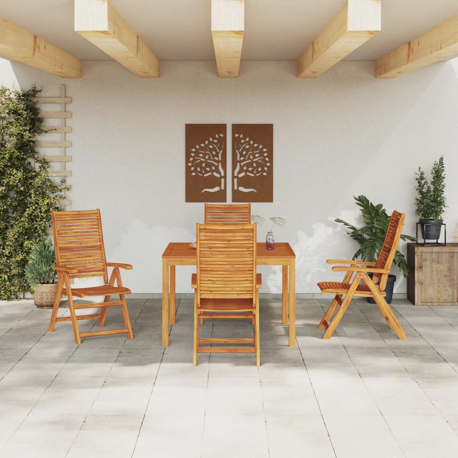 vidaXL Zestaw do jadalni w ogrodzie 5 pcs Brązowy Lite Drewno Akacji