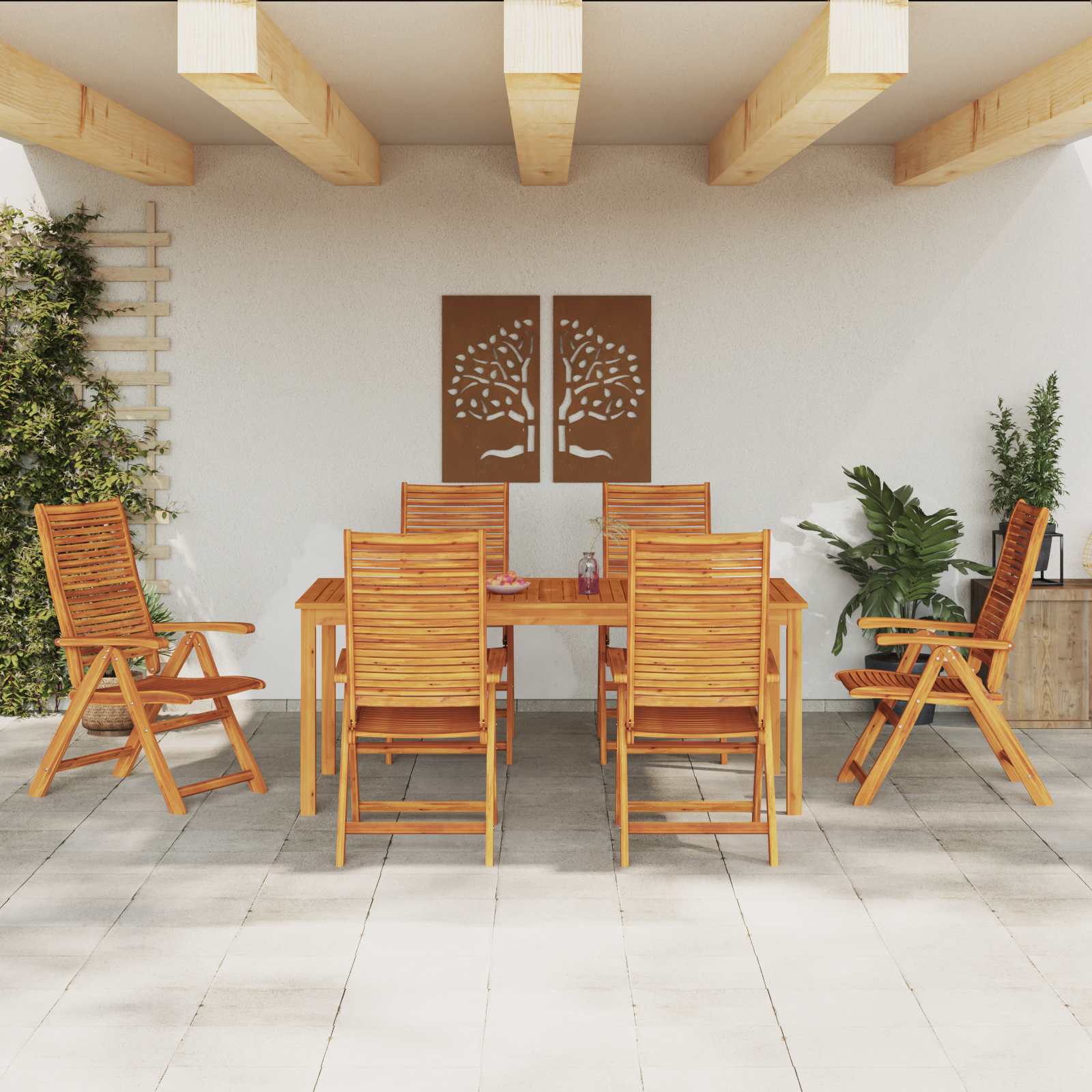 vidaXL Zestaw do jadalni w ogrodzie 7 pcs Brązowy Lite Drewno Akacji