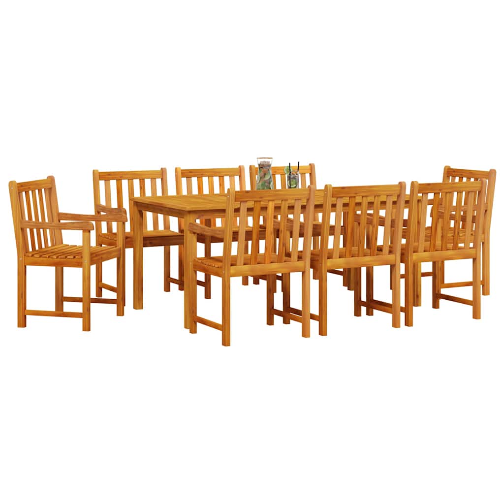 vidaXL Zestaw do jadalni w ogrodzie 9 pcs Brązowy Lite Drewno Akacji
