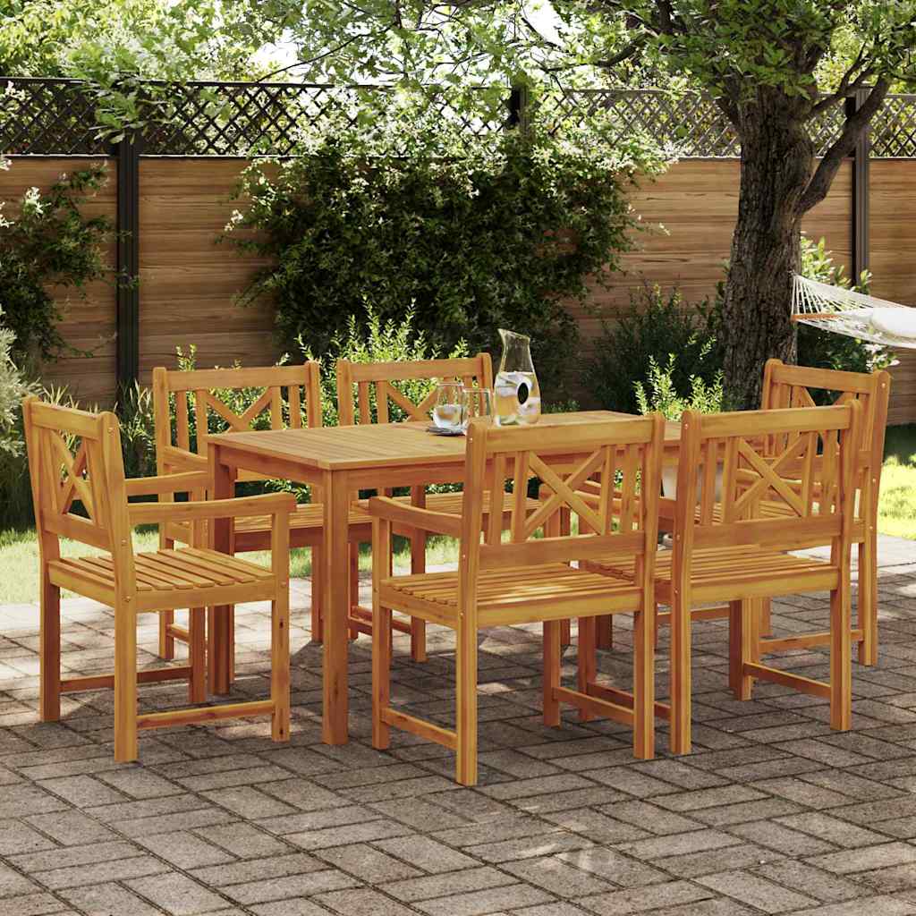 vidaXL Zestaw do jadalni w ogrodzie 7 pcs Brązowy Lite Drewno Akacji
