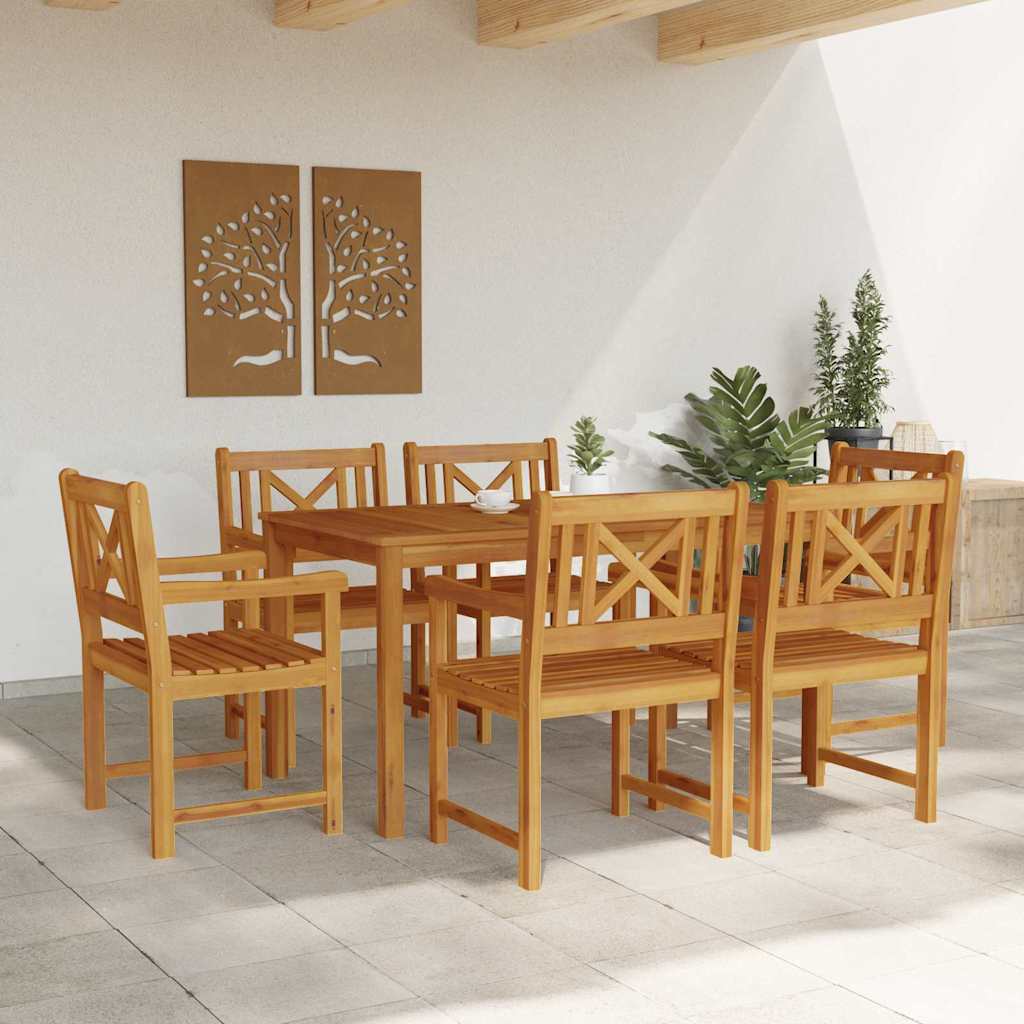 vidaXL Zestaw do jadalni w ogrodzie 7 pcs Brązowy Lite Drewno Akacji