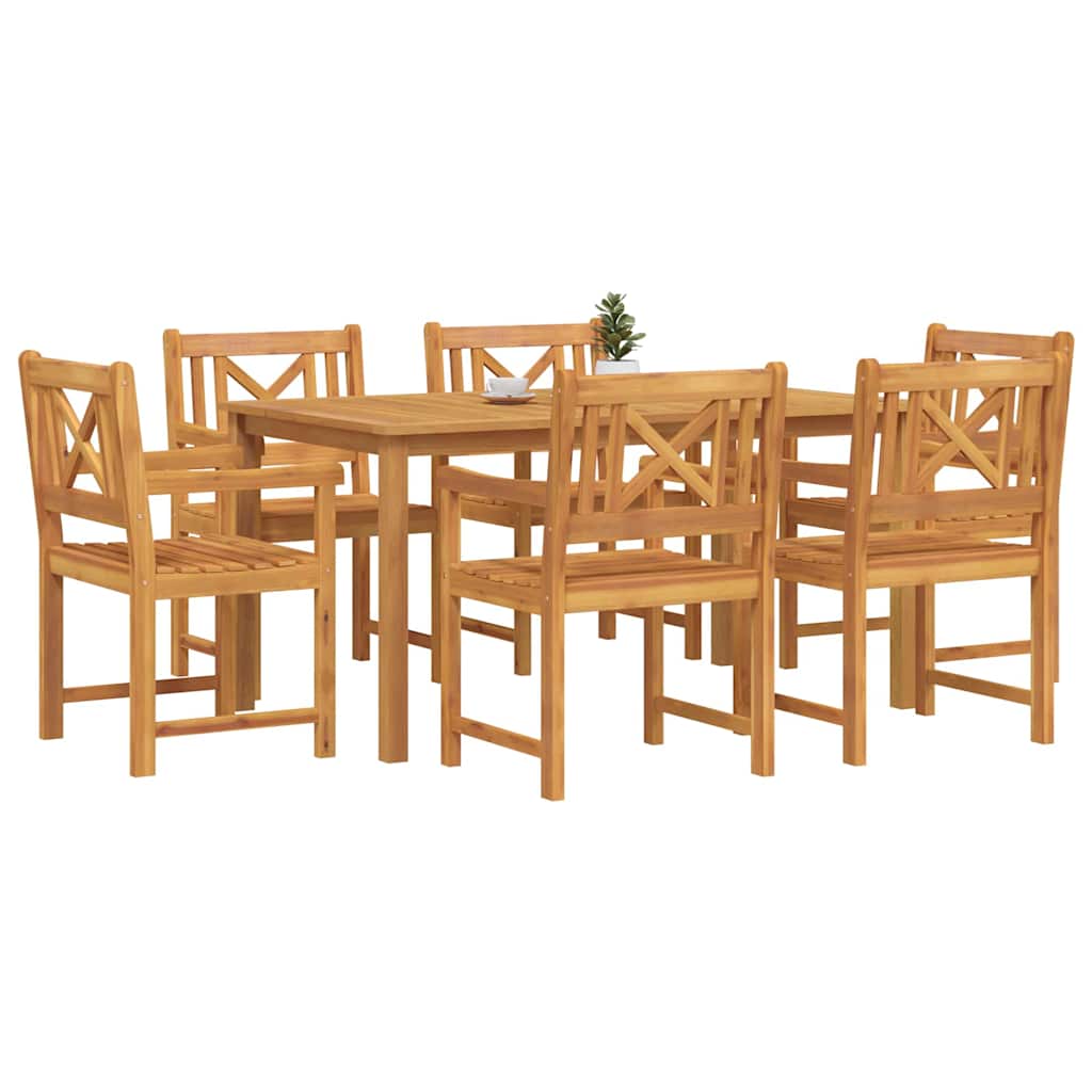 vidaXL Zestaw do jadalni w ogrodzie 7 pcs Brązowy Lite Drewno Akacji