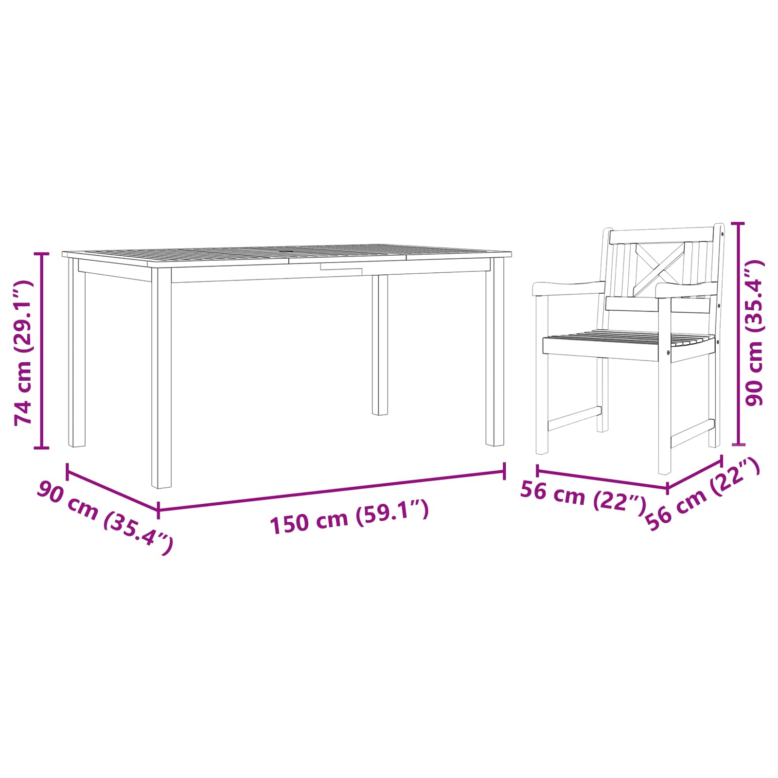 vidaXL Zestaw do jadalni w ogrodzie 7 pcs Brązowy Lite Drewno Akacji