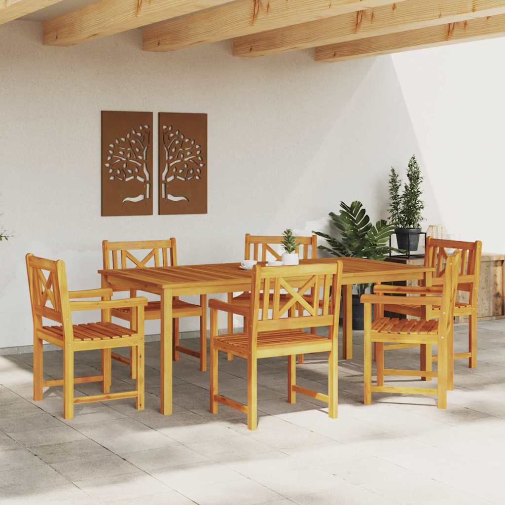 vidaXL Zestaw do jadalni w ogrodzie 7 pcs Brązowy Lite Drewno Akacji