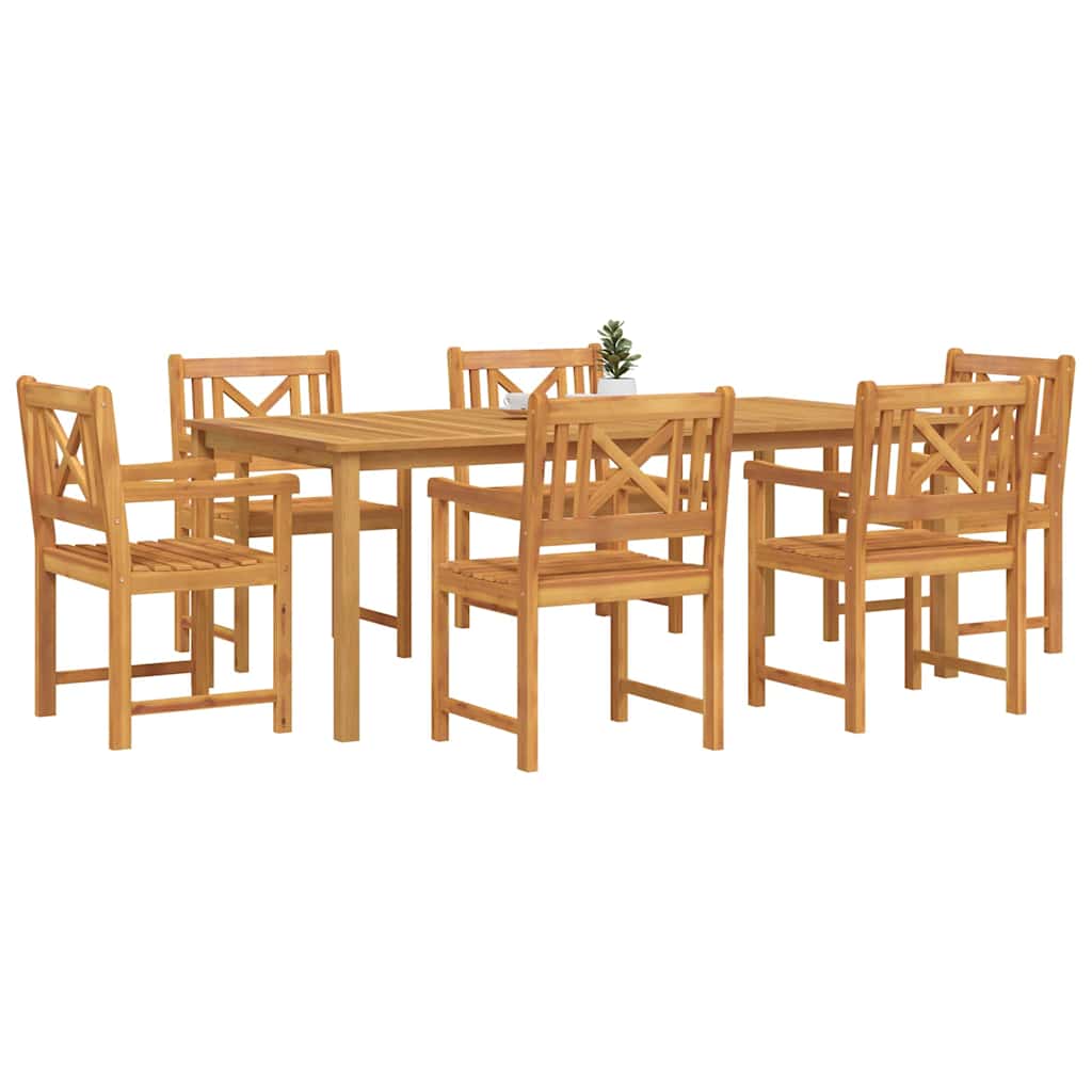 vidaXL Zestaw do jadalni w ogrodzie 7 pcs Brązowy Lite Drewno Akacji