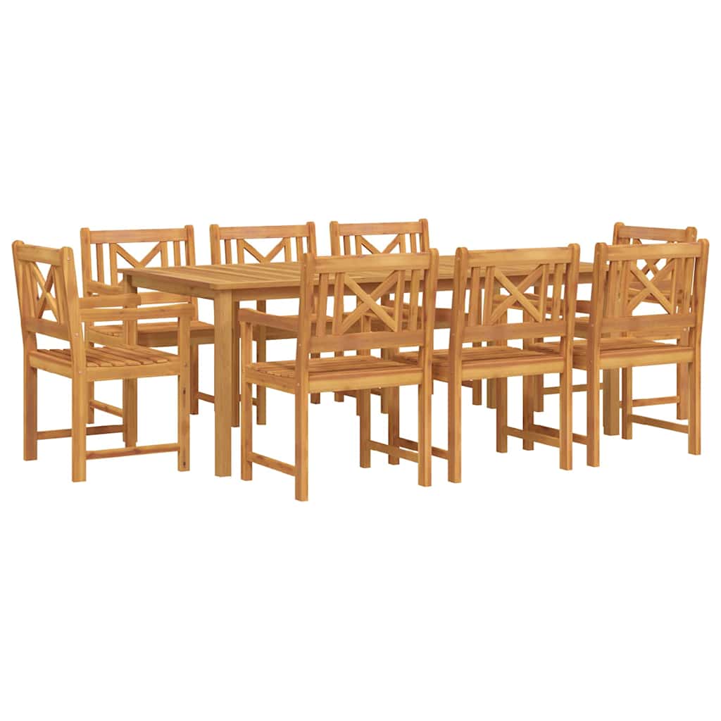 vidaXL Zestaw do jadalni w ogrodzie 9 pcs Brązowy Lite Drewno Akacji