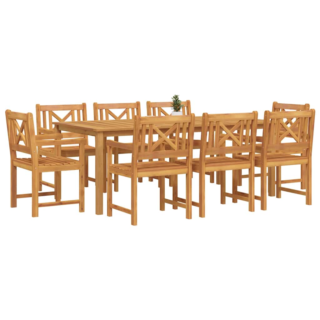 vidaXL Zestaw do jadalni w ogrodzie 9 pcs Brązowy Lite Drewno Akacji