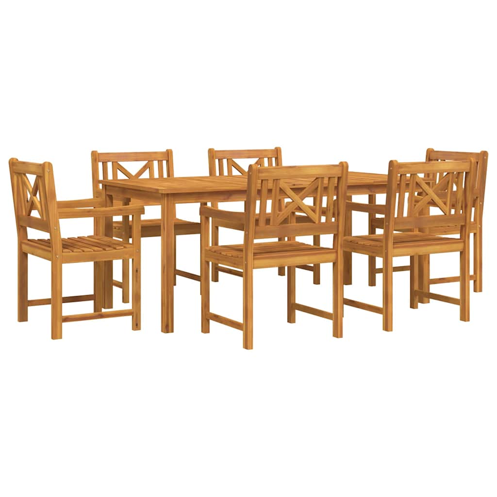 vidaXL Zestaw do jadalni w ogrodzie 7 pcs Brązowy Lite Drewno Akacji