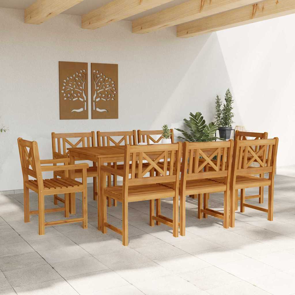 vidaXL Zestaw do jadalni w ogrodzie 9 pcs Brązowy Lite Drewno Akacji