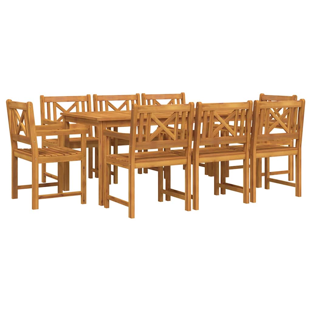 vidaXL Zestaw do jadalni w ogrodzie 9 pcs Brązowy Lite Drewno Akacji